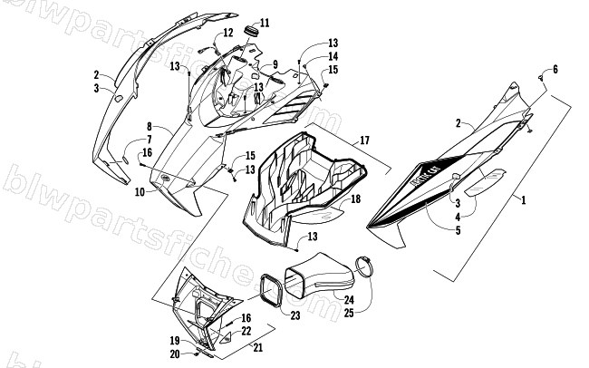 HOOD AND AIR INTAKE ASSEMBLY diagram