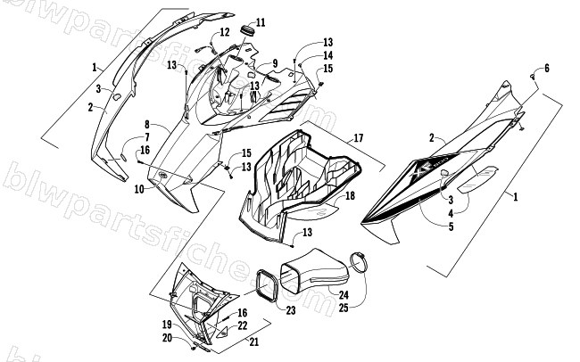 HOOD AND AIR INTAKE ASSEMBLY diagram