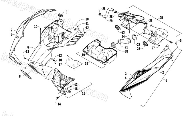 HOOD AND AIR INTAKE ASSEMBLY diagram