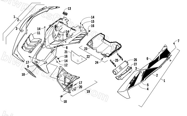 HOOD AND AIR INTAKE ASSEMBLY diagram