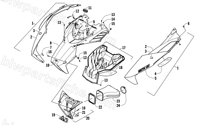 HOOD AND AIR INTAKE ASSEMBLY diagram