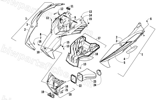HOOD AND AIR INTAKE ASSEMBLY diagram