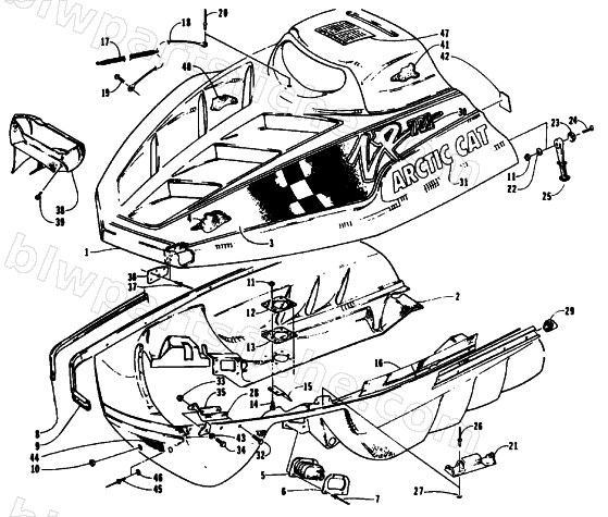 HOOD AND BELLYPAN ASSEMBLY diagram