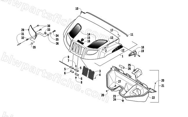HOOD AND HEADLIGHT ASSEMBLY diagram