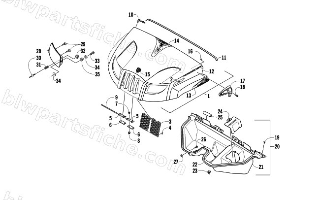 HOOD AND HEADLIGHT ASSEMBLY diagram