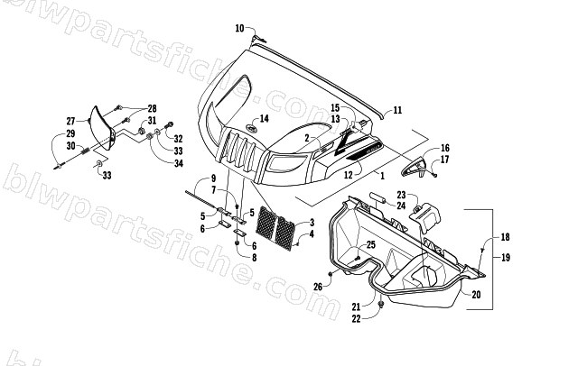 HOOD AND HEADLIGHT ASSEMBLY diagram