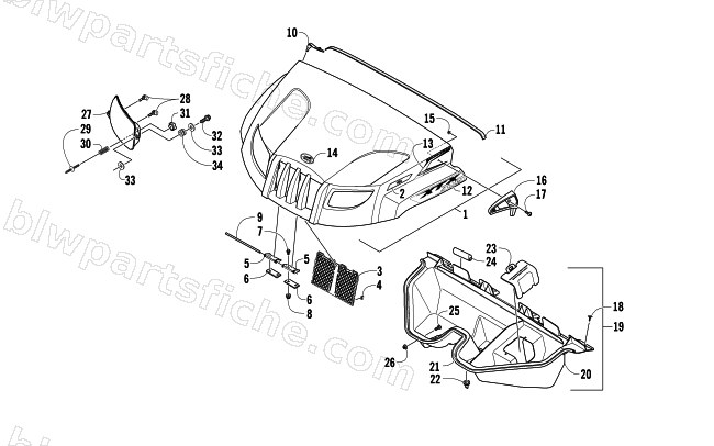 HOOD AND HEADLIGHT ASSEMBLY diagram