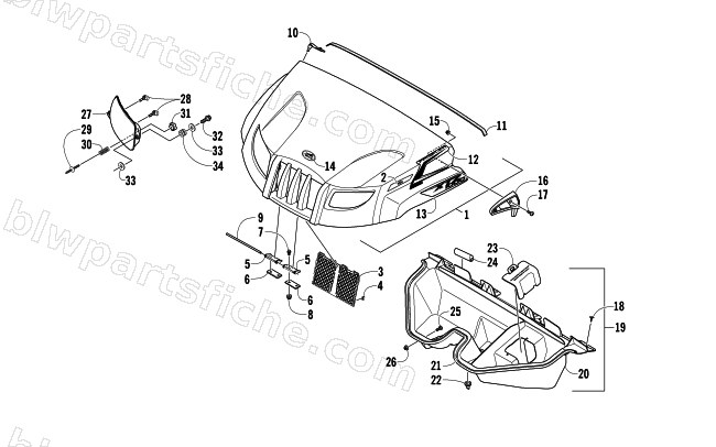 HOOD AND HEADLIGHT ASSEMBLY diagram