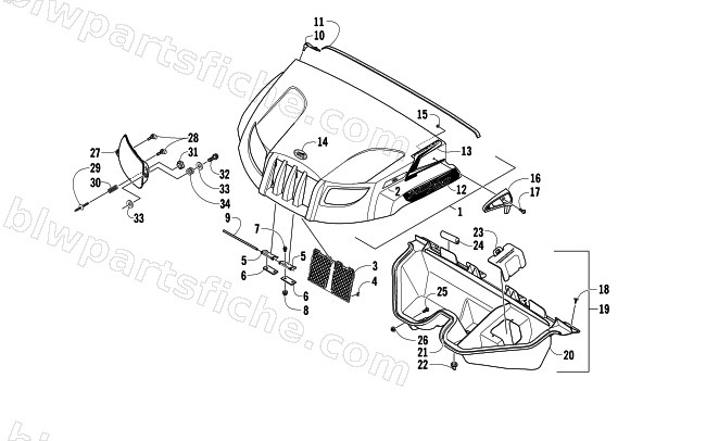 HOOD AND HEADLIGHT ASSEMBLY diagram