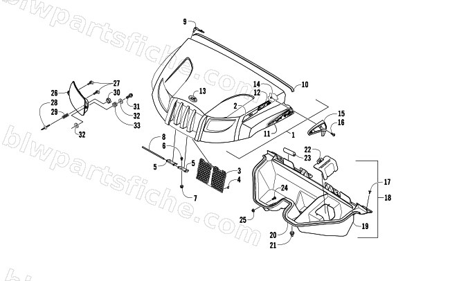 HOOD AND HEADLIGHT ASSEMBLY diagram