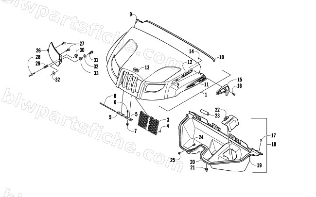 HOOD AND HEADLIGHT ASSEMBLY diagram