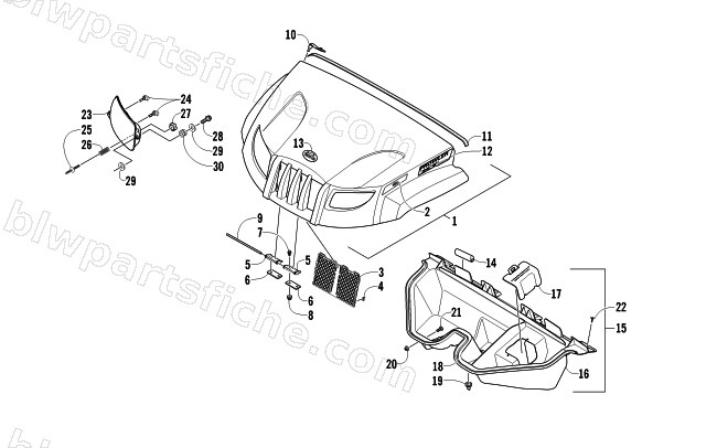 HOOD AND HEADLIGHT ASSEMBLY diagram