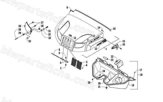 HOOD AND HEADLIGHT ASSEMBLY diagram