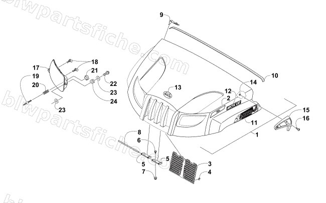 HOOD AND HEADLIGHT ASSEMBLY diagram