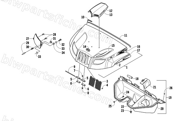 HOOD AND HEADLIGHT ASSEMBLY diagram