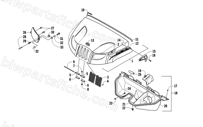HOOD AND HEADLIGHT ASSEMBLY diagram