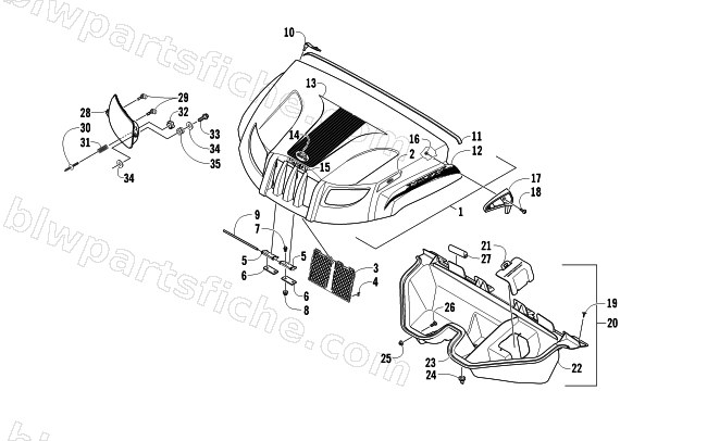 HOOD AND HEADLIGHT ASSEMBLY diagram