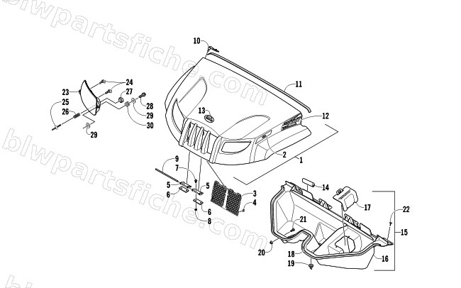 HOOD AND HEADLIGHT ASSEMBLY diagram