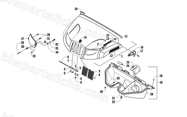 HOOD AND HEADLIGHT ASSEMBLY diagram