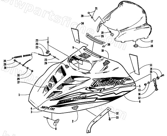 HOOD AND WINDSHIELD ASSEMBLY diagram