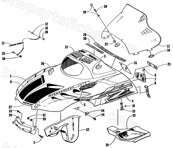 HOOD AND WINDSHIELD ASSEMBLY diagram