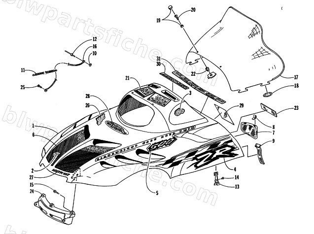 HOOD AND WINDSHIELD ASSEMBLY diagram