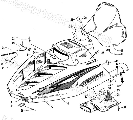 HOOD AND WINDSHIELD ASSEMBLY diagram