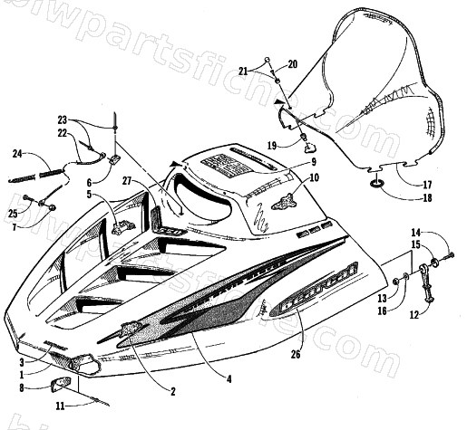 HOOD AND WINDSHIELD ASSEMBLY diagram