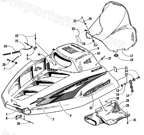 HOOD AND WINDSHIELD ASSEMBLY diagram