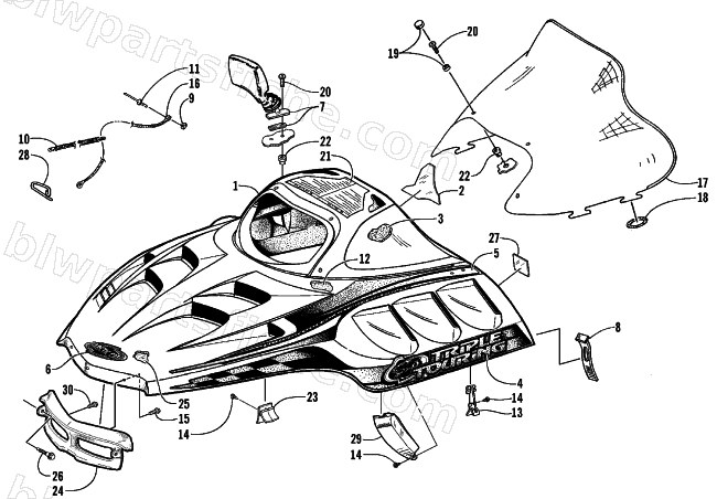 HOOD AND WINDSHIELD ASSEMBLY diagram