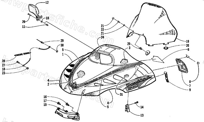 HOOD AND WINDSHIELD ASSEMBLY diagram