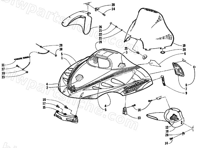 HOOD AND WINDSHIELD ASSEMBLY diagram