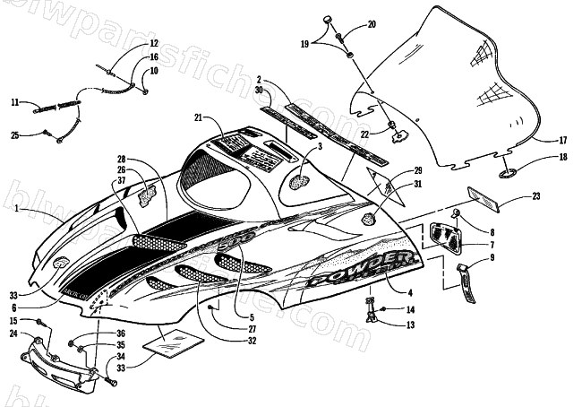 HOOD AND WINDSHIELD ASSEMBLY diagram