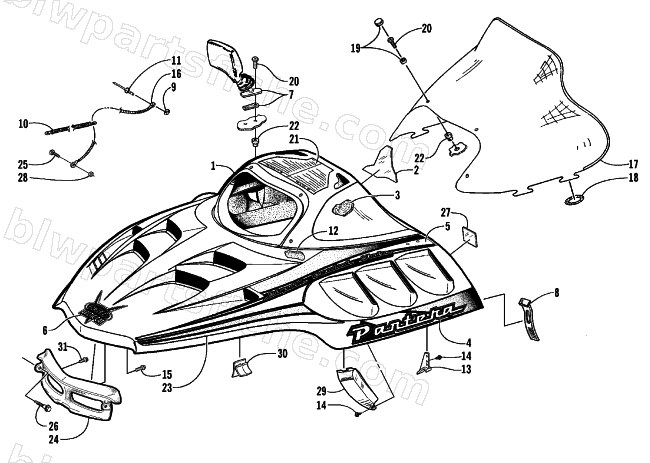 HOOD AND WINDSHIELD ASSEMBLY diagram