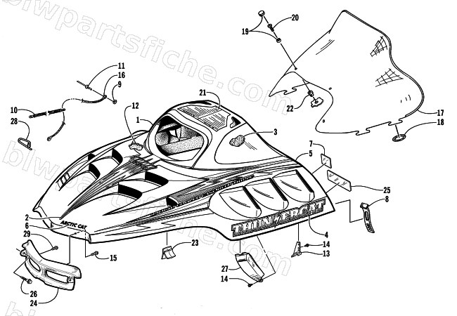 HOOD AND WINDSHIELD ASSEMBLY diagram
