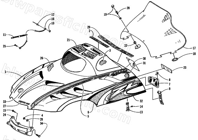 HOOD AND WINDSHIELD ASSEMBLY diagram