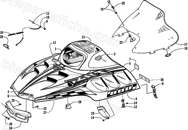 HOOD AND WINDSHIELD ASSEMBLY diagram