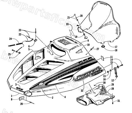 HOOD AND WINDSHIELD ASSEMBLY diagram