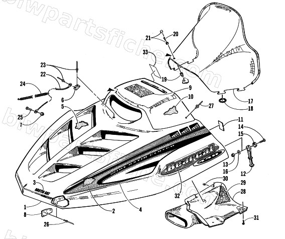 HOOD AND WINDSHIELD ASSEMBLY diagram