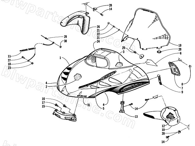 HOOD AND WINDSHIELD ASSEMBLY diagram
