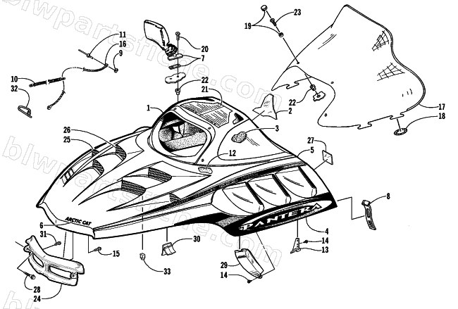 HOOD AND WINDSHIELD ASSEMBLY diagram