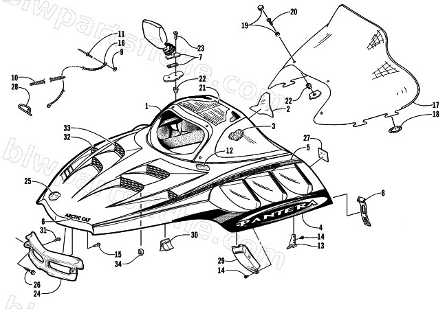 HOOD AND WINDSHIELD ASSEMBLY diagram