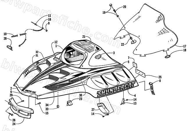 HOOD AND WINDSHIELD ASSEMBLY diagram