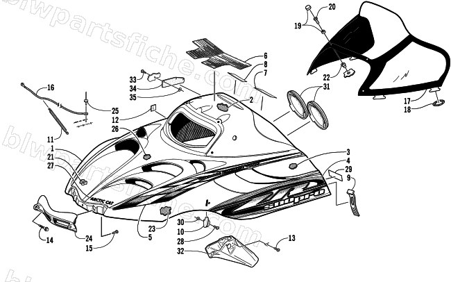 HOOD AND WINDSHIELD ASSEMBLY diagram
