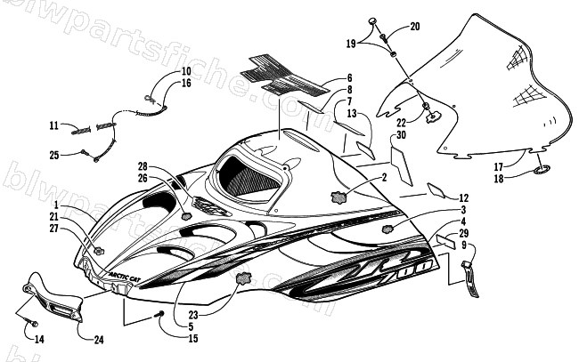 HOOD AND WINDSHIELD ASSEMBLY diagram
