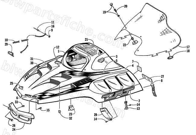 HOOD AND WINDSHIELD ASSEMBLY diagram
