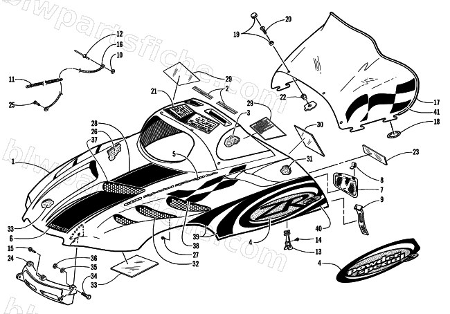 HOOD AND WINDSHIELD ASSEMBLY diagram