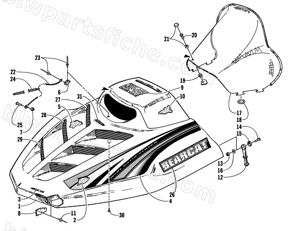 HOOD AND WINDSHIELD ASSEMBLY diagram