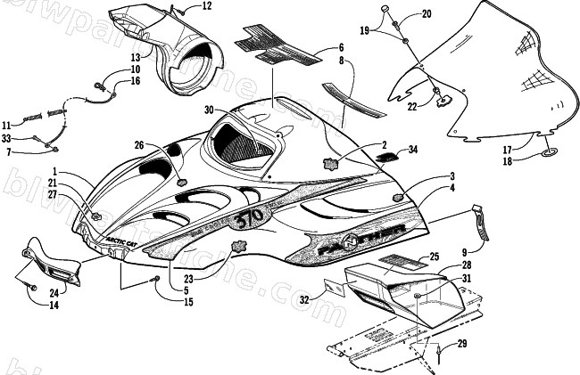 HOOD AND WINDSHIELD ASSEMBLY diagram