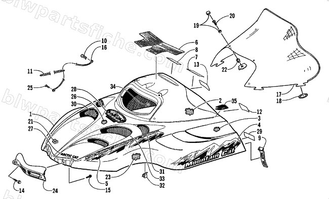HOOD AND WINDSHIELD ASSEMBLY diagram